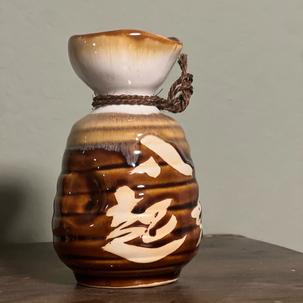 5” Vintage Stoneware Sake Studio Art Decanter with Drip Glaze